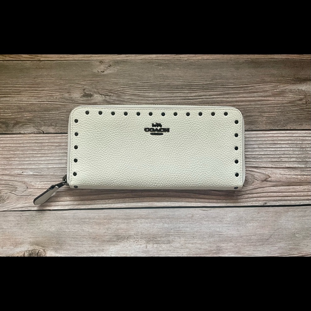 Coach accordion zip wallet with rivets